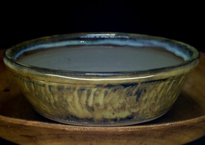 Brown/Black round shohin pot, grey clay 5"W x 1.7"H CA$25